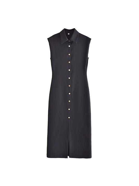 TRAF Women Long Dress Elegant Summer Solid Mid-Calf Dresses Sleeveless for Women Spring Summer Dress